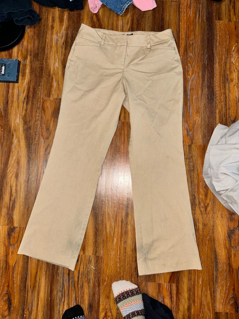 New York & Company Beige Straight-Leg Pants